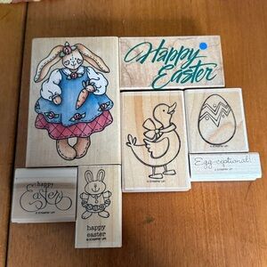 Stampin' Up! Hero Arts & Rubber Stampede Holiday Easter Bunny Duck Stamp Set 7